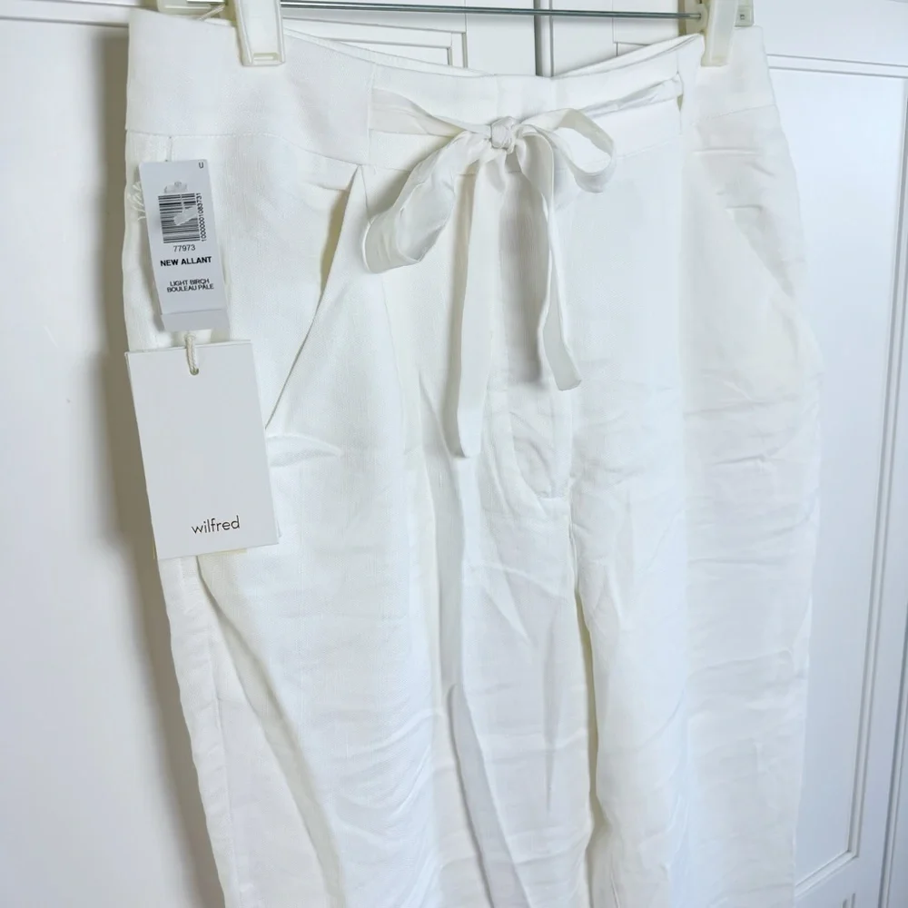 New! Wilfred Linen White Sz 12 Allant Pant Cuffed Crop